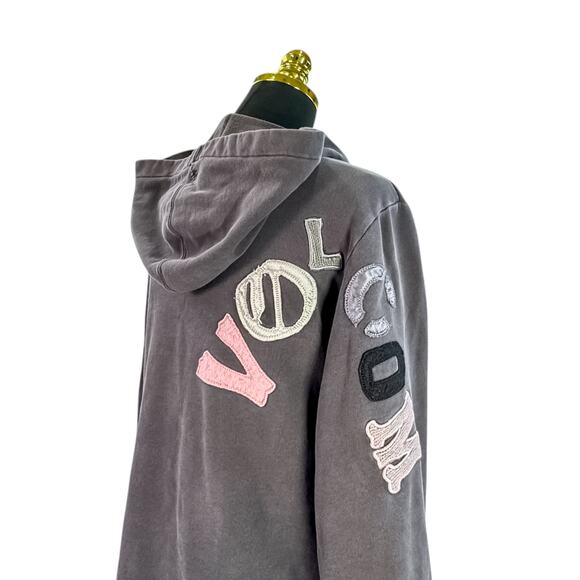 Y2K Volcom Grey Hoodie with Patch Logos - Size L - Picture 4 of 7